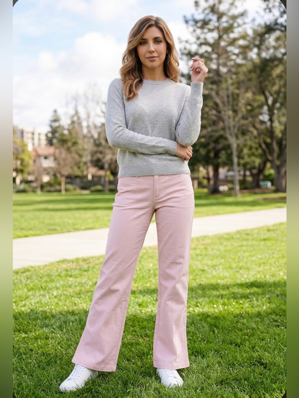 Banana Republic Light Pink Stretch Trousers with slits at ankles size 6R